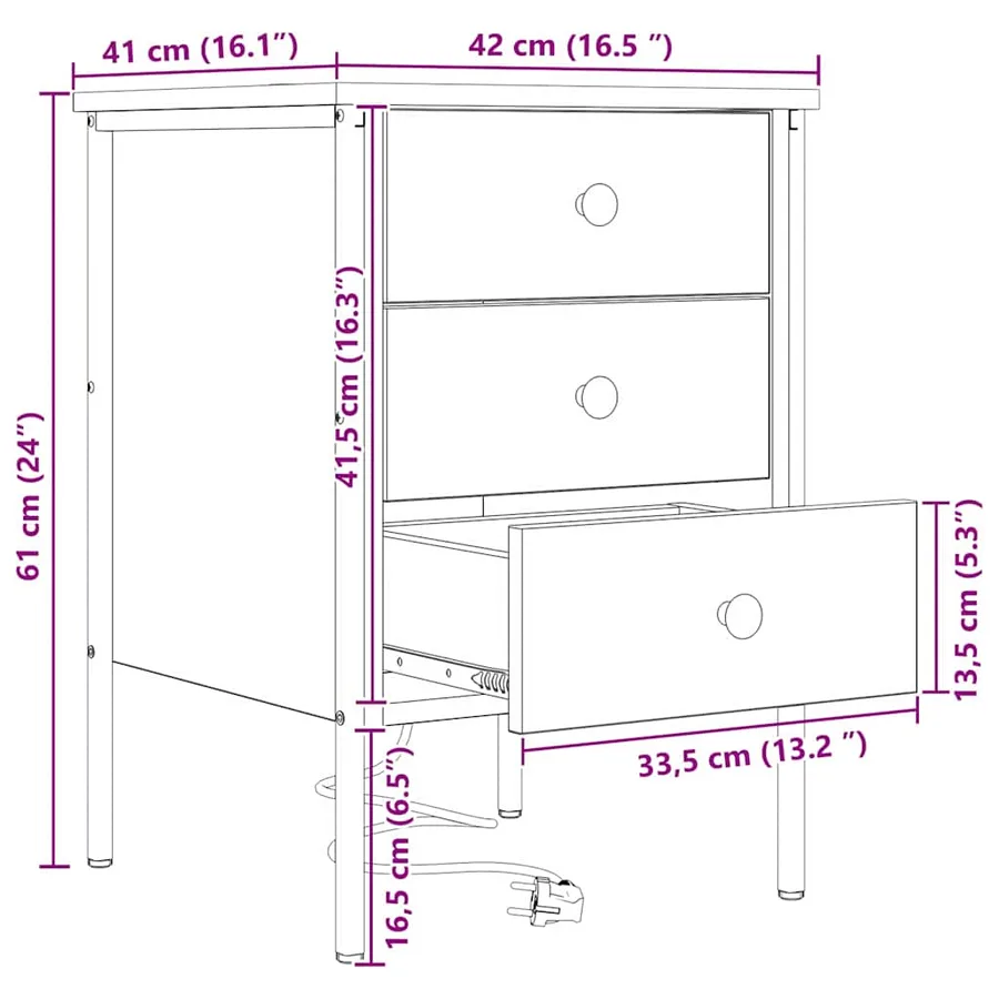 Cabinet de chevet avec tiroir 2 pcs Chêne brun 42 x 41 x 61 cm - 15