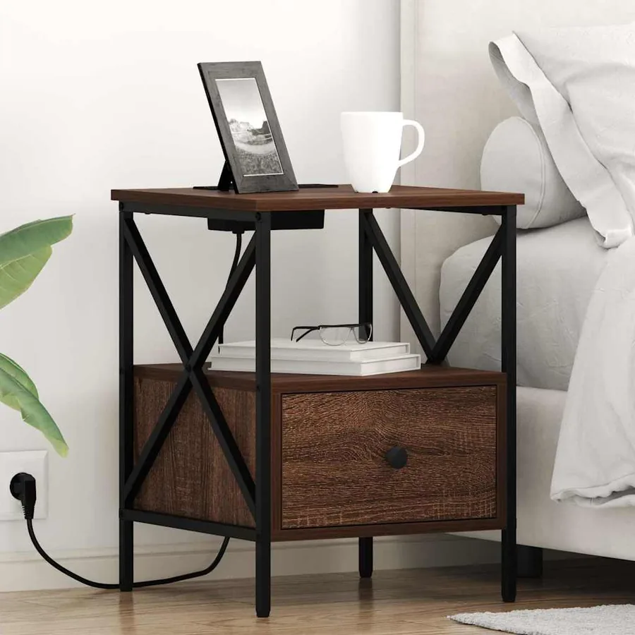 Cabinet de chevet avec tiroir Chêne brun 41,5 x 40,5 x 55 cm
