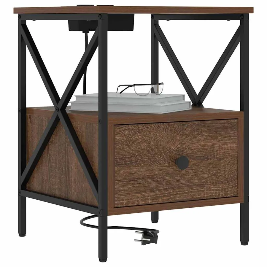 Cabinet de chevet avec tiroir Chêne brun 41,5 x 40,5 x 55 cm - 3