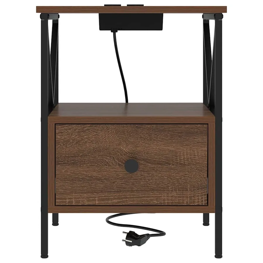 Cabinet de chevet avec tiroir Chêne brun 41,5 x 40,5 x 55 cm - 6