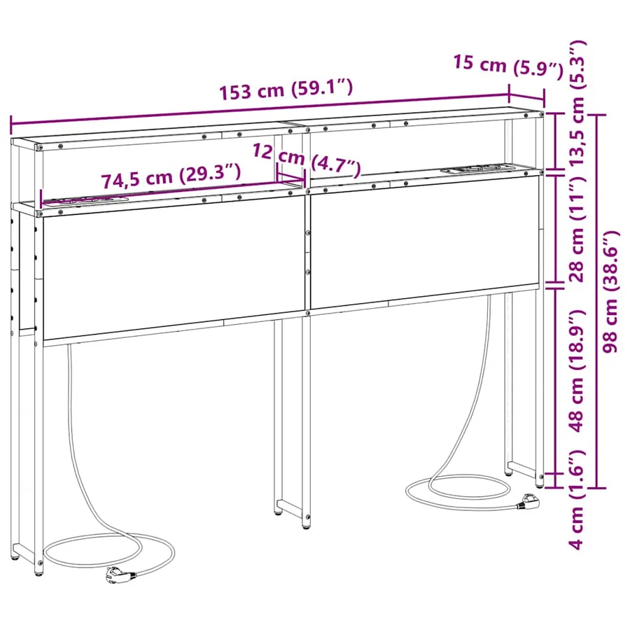 Tête de lit de rangement Chêne marron Bois d'ingénierie - 13