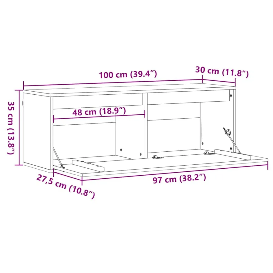 Meuble mural Cire marron 100 x 30 x 35 cm Bois de pin massif - 12