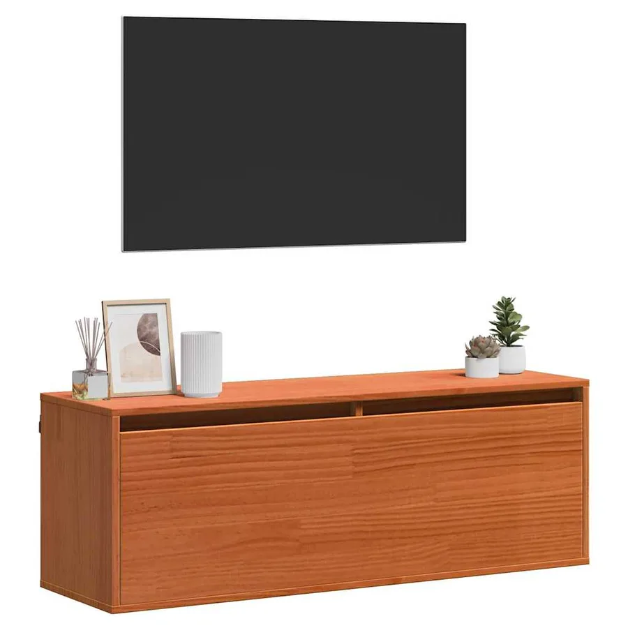 Meuble mural Cire marron 100 x 30 x 35 cm Bois de pin massif - 3