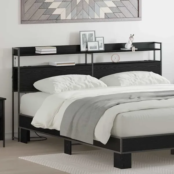 Tête de lit de rangement Chêne noir Bois d'ingénierie