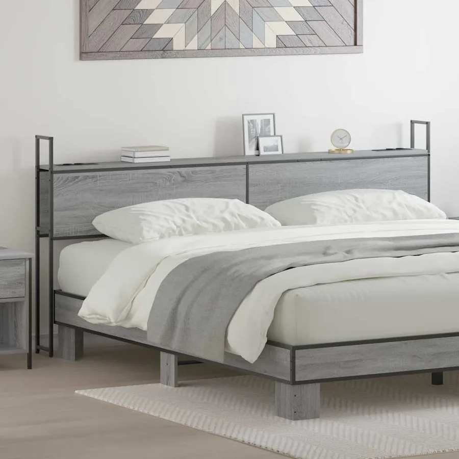 Headboard de Rangement avec Station de Charge Sonoma gris