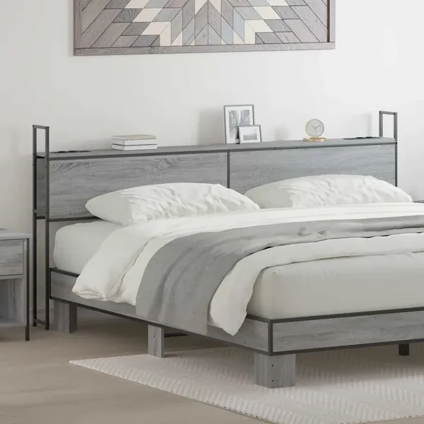 Headboard de Rangement avec Station de Charge Sonoma gris