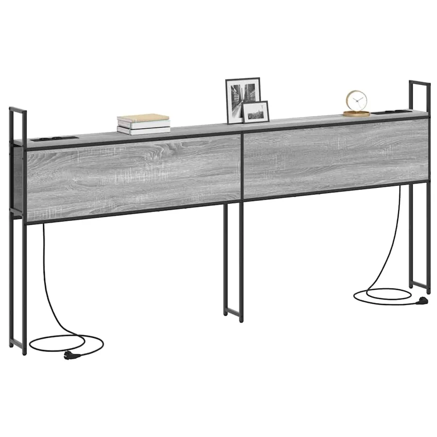 Headboard de Rangement avec Station de Charge Sonoma gris - 3