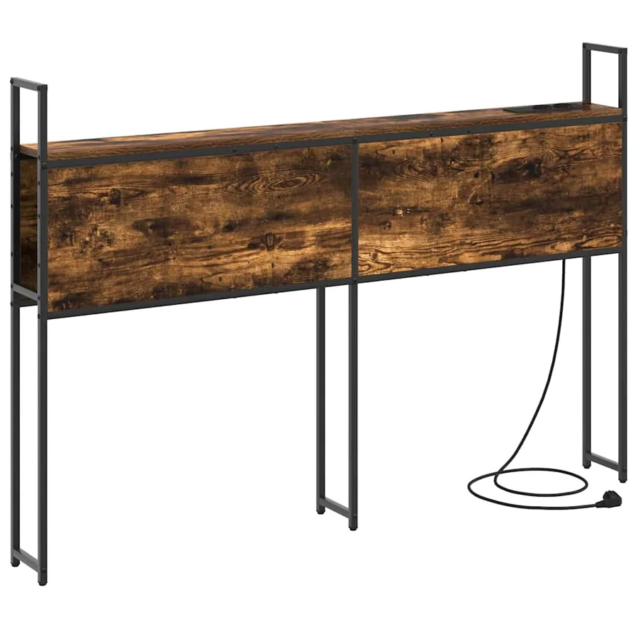 Headboard de Rangement avec Station de Charge Chêne fumé - 2