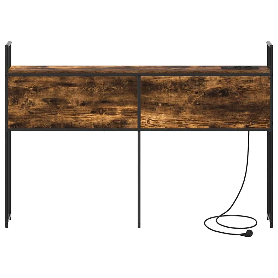Headboard de Rangement avec Station de Charge Chêne fumé - 5