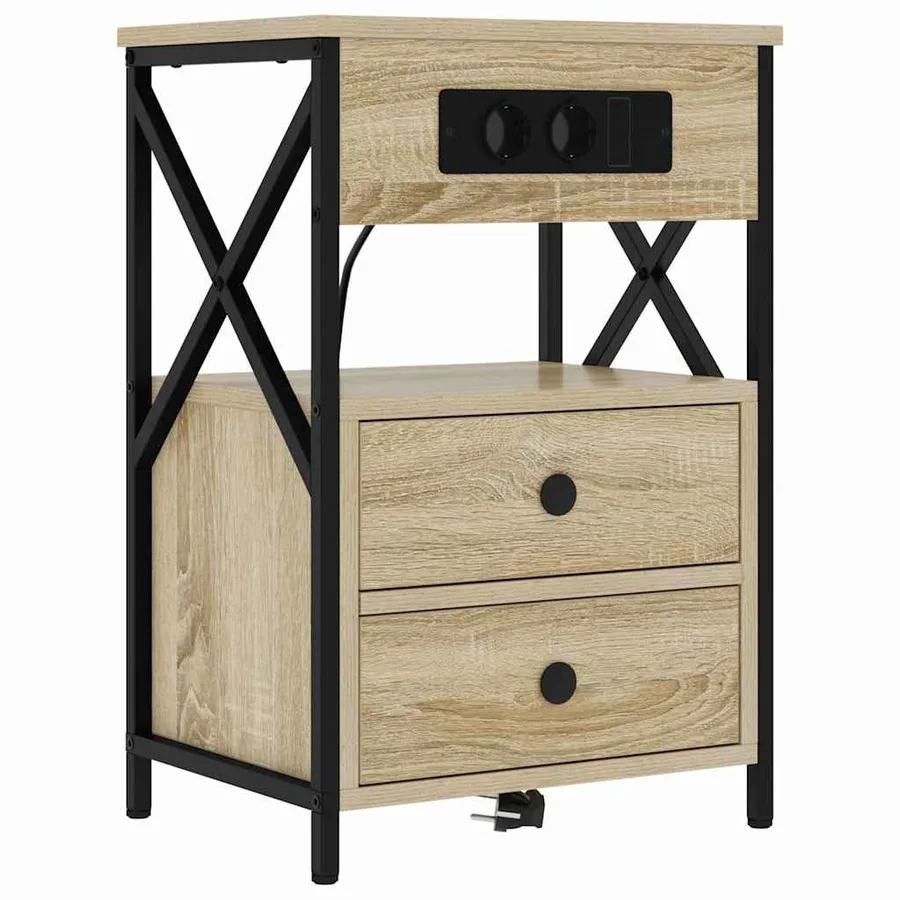 Cabinet de chevet 2 pcs Chêne Sonoma 40 x 31 x 60 cm - 5