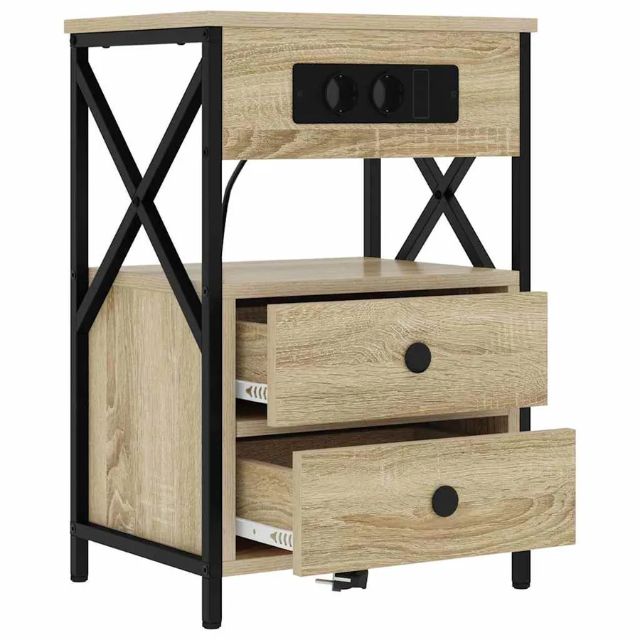 Cabinet de chevet 2 pcs Chêne Sonoma 40 x 31 x 60 cm - 6