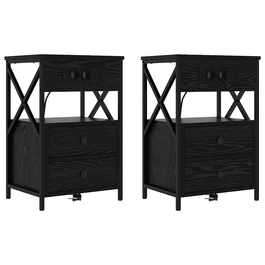 Cabinet de chevet avec tiroir 2 pcs Chêne noir 40 x 31 x 60 cm - 2