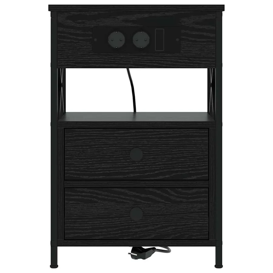 Cabinet de chevet avec tiroir 2 pcs Chêne noir 40 x 31 x 60 cm - 7