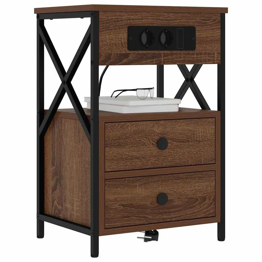 Cabinet de chevet Chêne brun 40 x 31 x 60 cm Bois d'ingénierie - 3