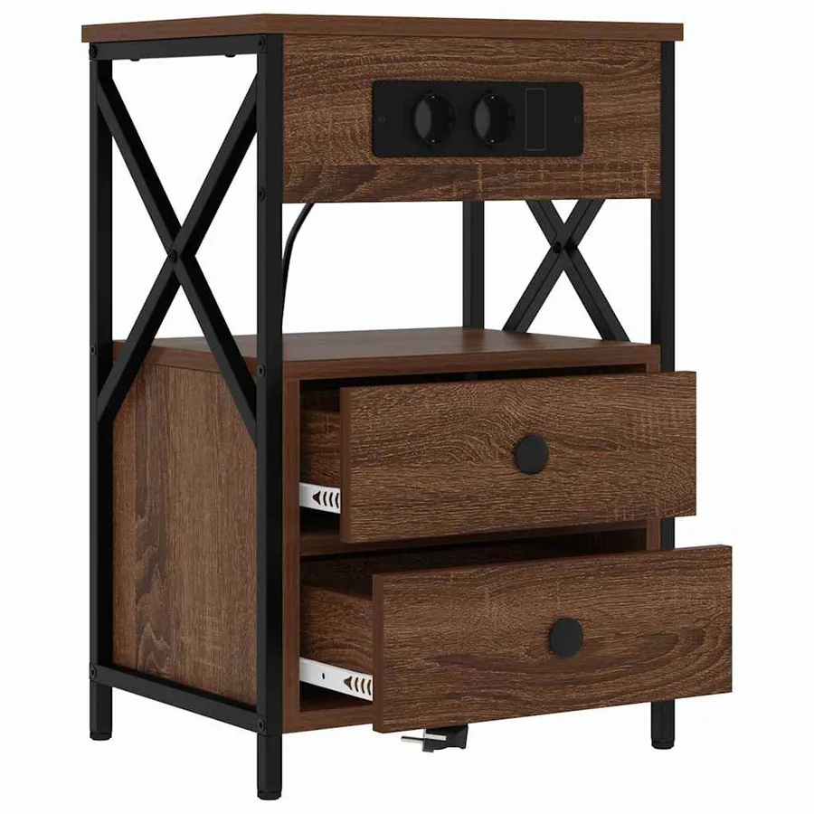 Cabinet de chevet Chêne brun 40 x 31 x 60 cm Bois d'ingénierie - 5