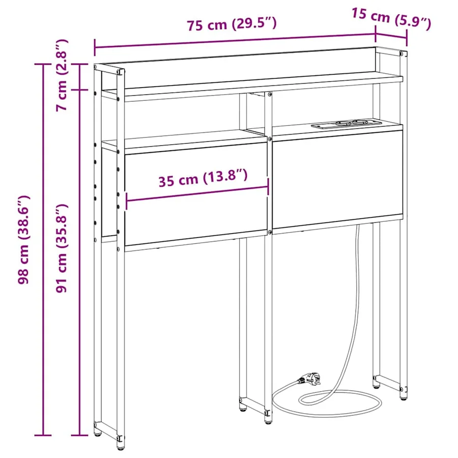 Tête de lit de rangement Chêne marron Bois d'ingénierie - 15