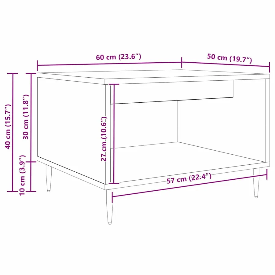 Table basse Chêne noir 60 x 50 x 40 cm Bois d'ingénierie - 11