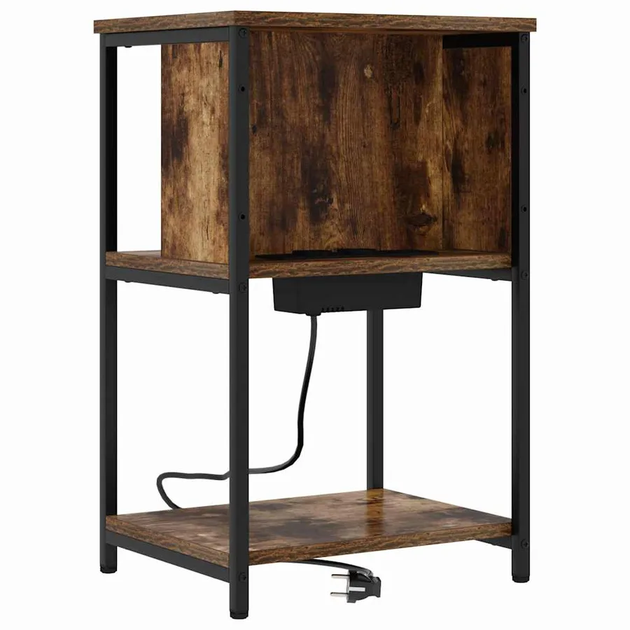 Cabinet de chevet Chêne fumé 38 x 31 x 61 cm Bois d'ingénierie - 2