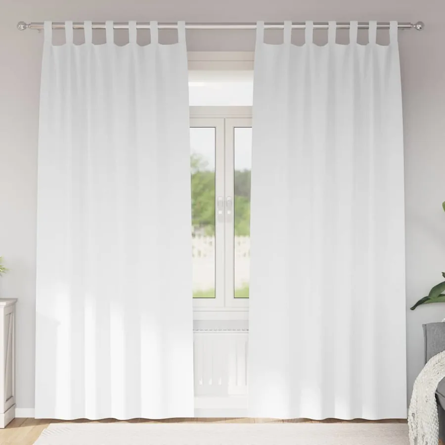Rideaux occultants avec anneaux 2 pcs Blanc pur 245 x 140 cm