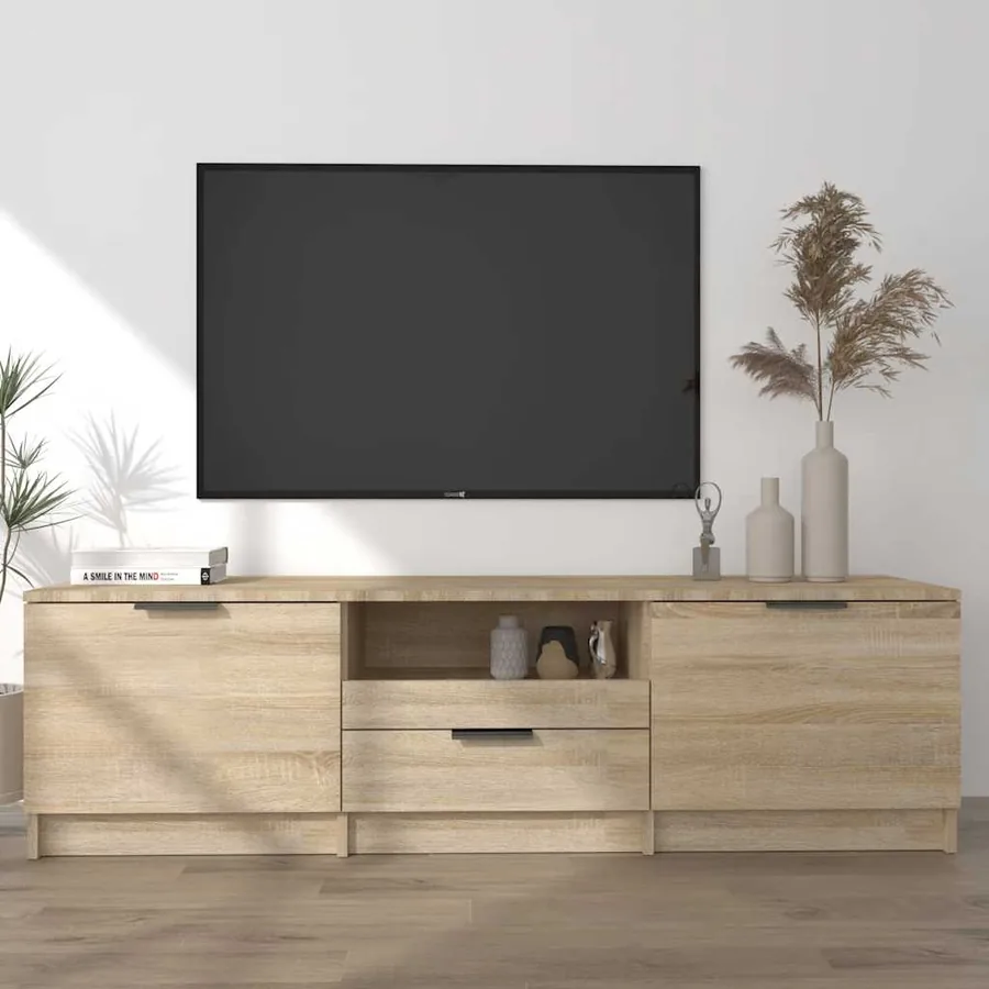 Meuble TV Chêne Sonoma 140x35x40 cm Bois d'ingénierie - 4