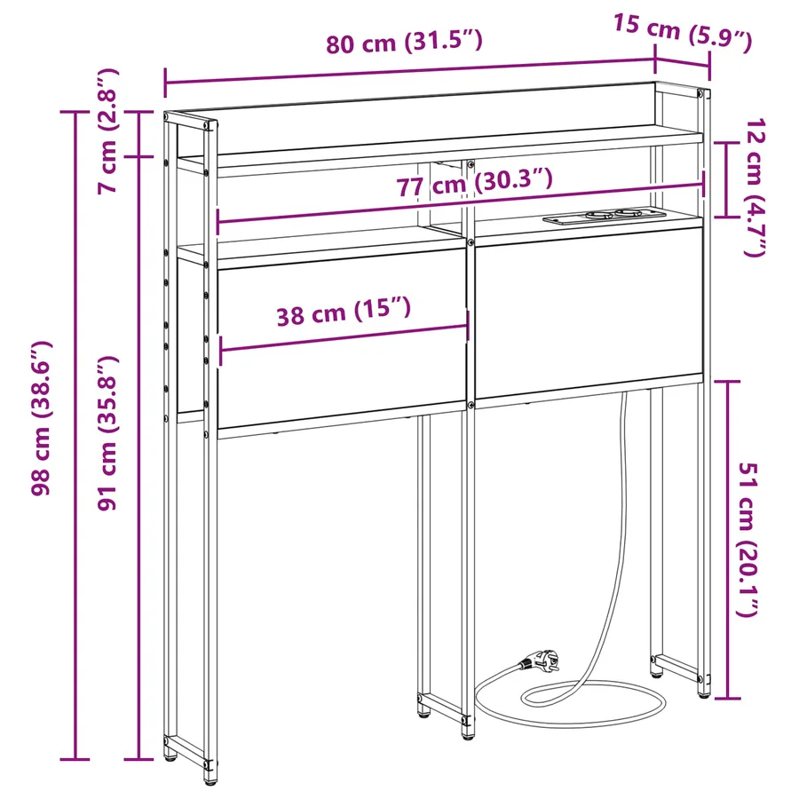 Tête de lit de rangement Chêne marron Bois d'ingénierie - 15