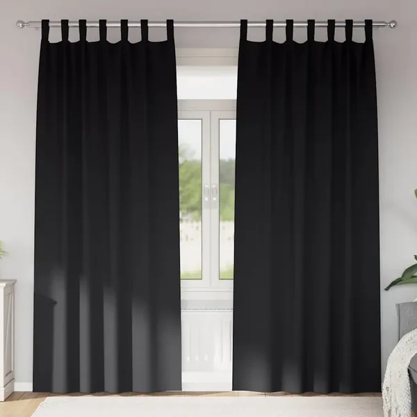 Rideaux occultants avec anneaux 2 pcs Noir 225 x 140 cm