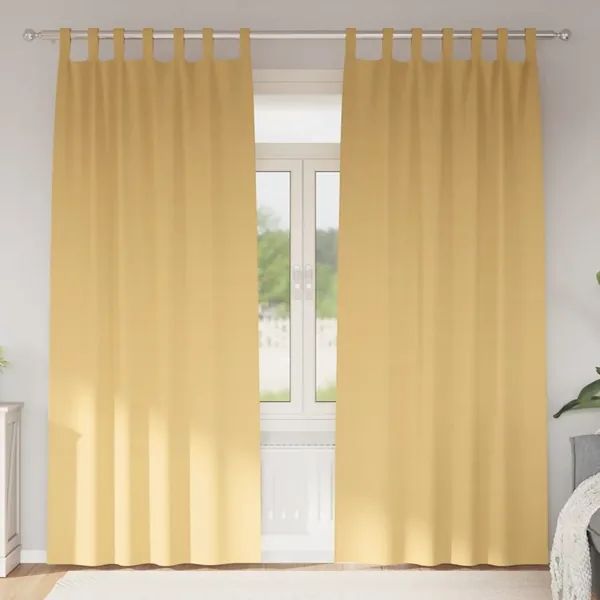 Rideaux occultants avec anneaux 2 pcs Beige 225 x 140 cm