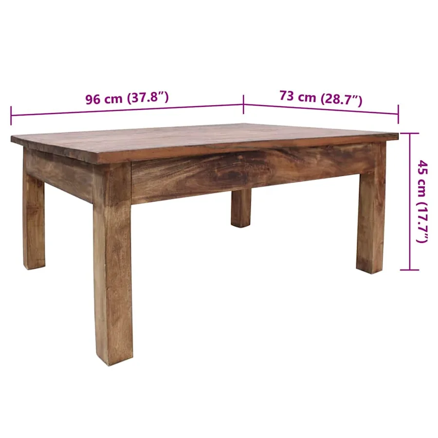 Table basse bois d'acajou massif 96x73x45 cm - 7