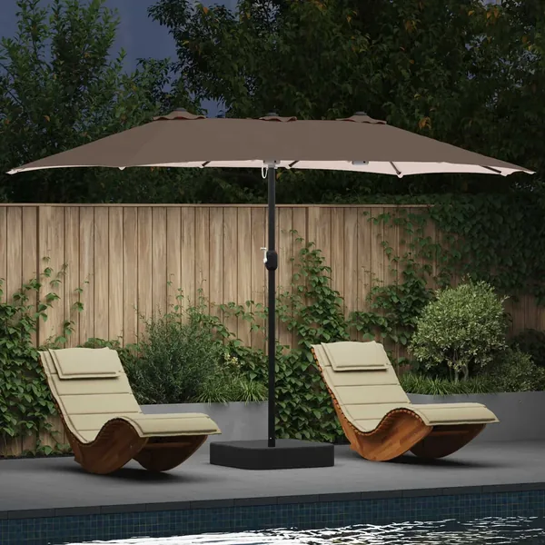 Parasol de jardin Taupe 385 x 209 x 244 cm Polyester