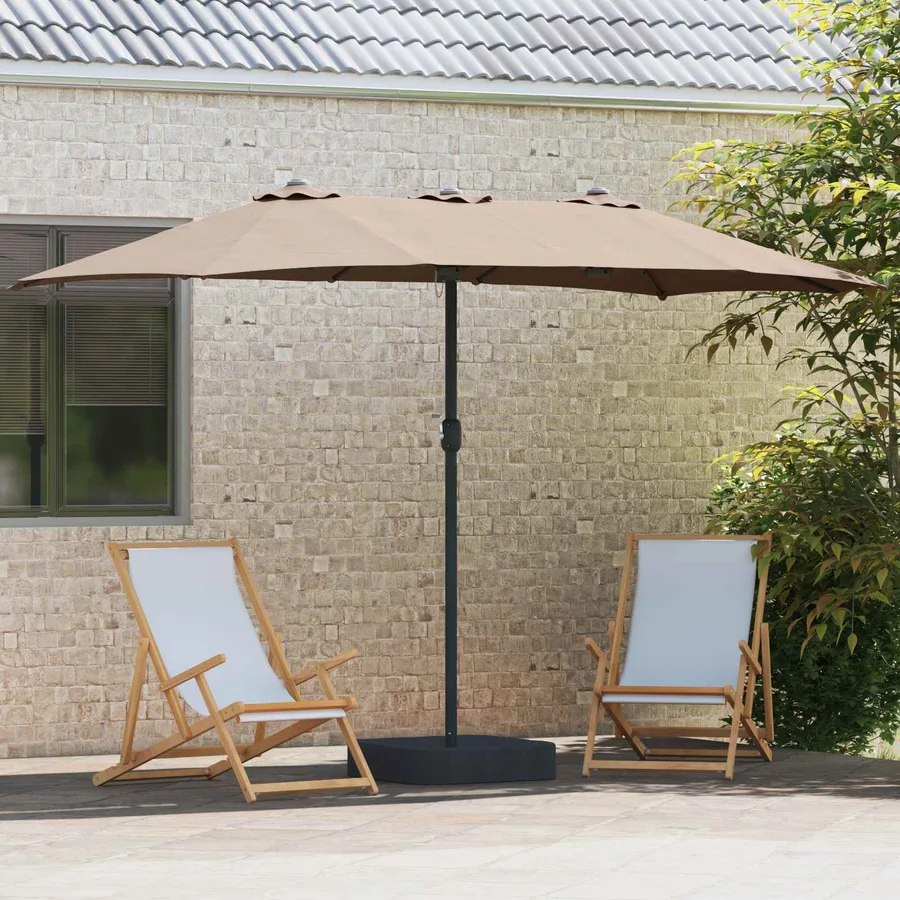 Parasol de jardin Taupe 385 x 209 x 244 cm Polyester - 3