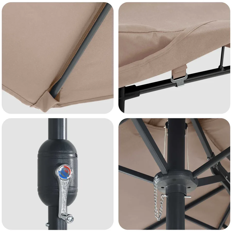 Parasol de jardin Taupe 385 x 209 x 244 cm Polyester - 7