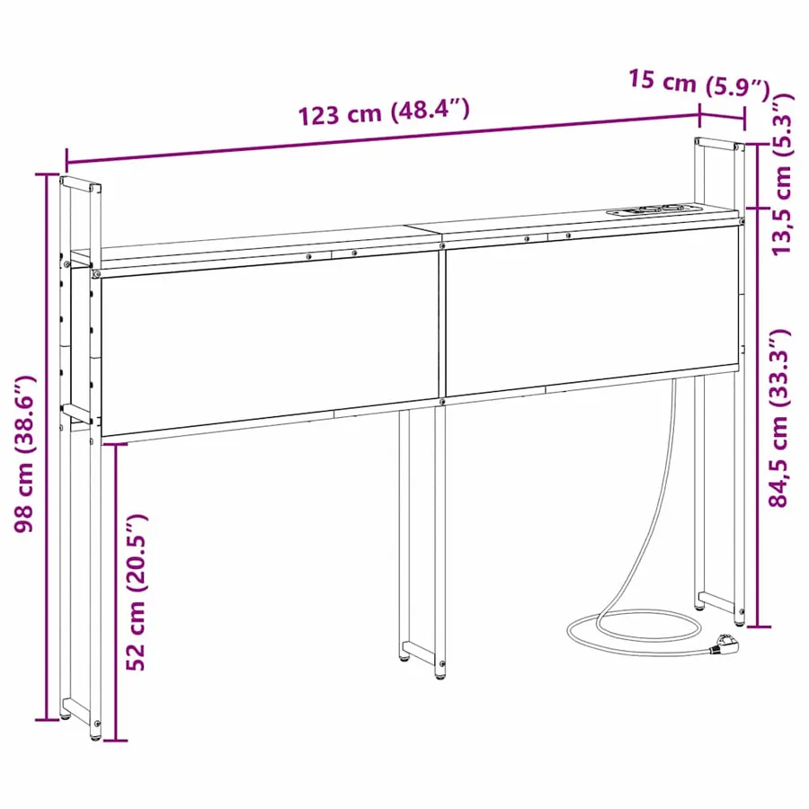 Headboard de Rangement avec Station de Charge Chêne marron - 13