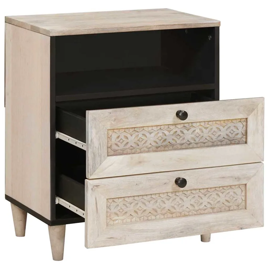 Table de chevet Blanc 50 x 33 x 62 cm Bois d'ingénierie - 2