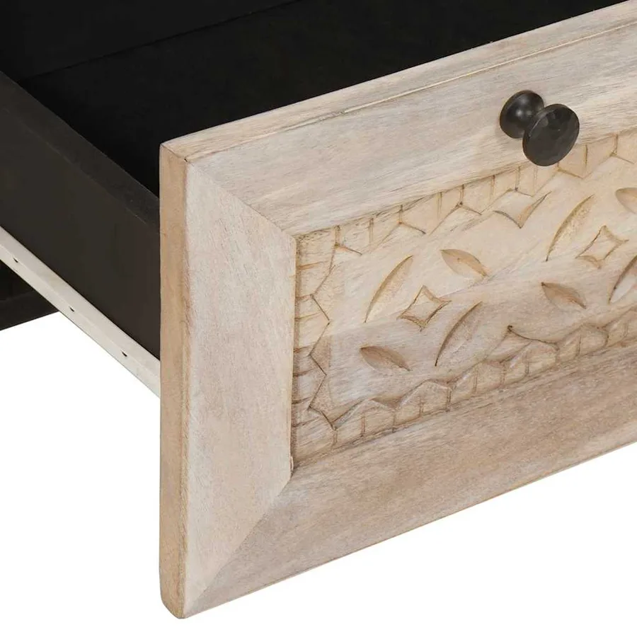 Table de chevet Blanc 50 x 33 x 62 cm Bois d'ingénierie - 7