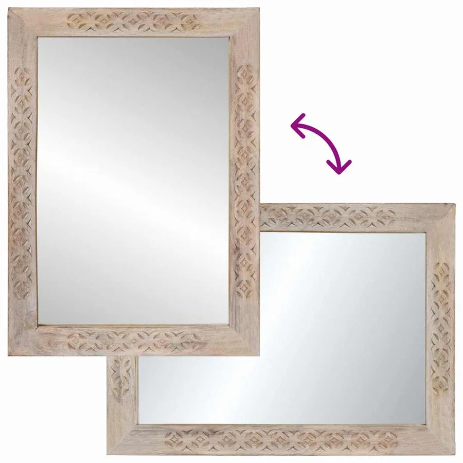 miroir mural Rectangulaire Blanc Blanchi 70 x 50 cm - 7