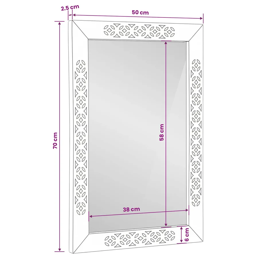 miroir mural Rectangulaire Blanc Blanchi 70 x 50 cm - 9