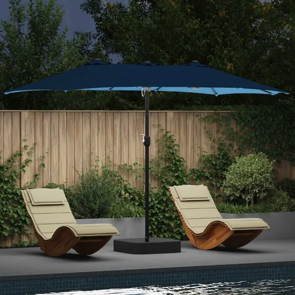 Parasol de jardin 385 x 209 x 244 cm Polyester Azur