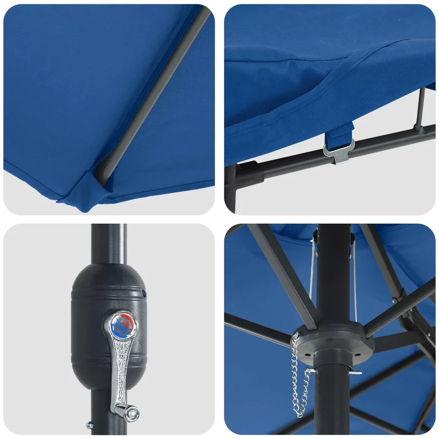 Parasol de jardin 385 x 209 x 244 cm Polyester Azur - 7