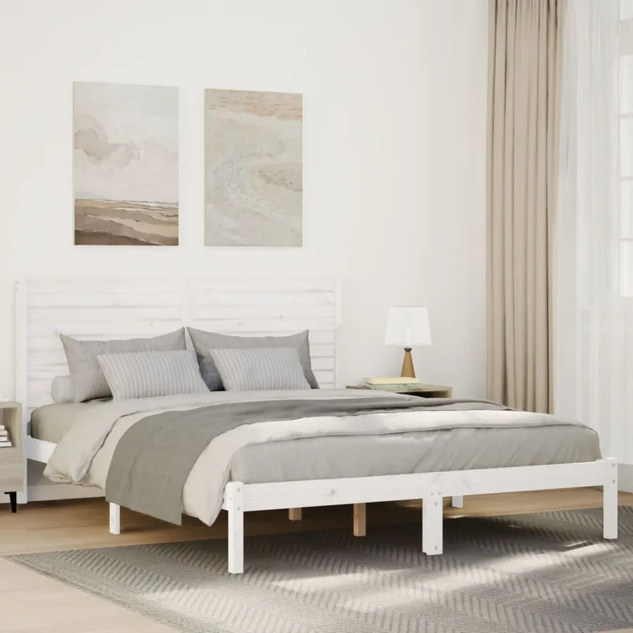 Cadre de lit extra long sans matelas 140x220 cm bois massif