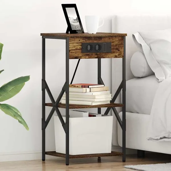 Cabinet de chevet avec étagère 2 pcs Chêne fumé 41 x 31 x 76 cm