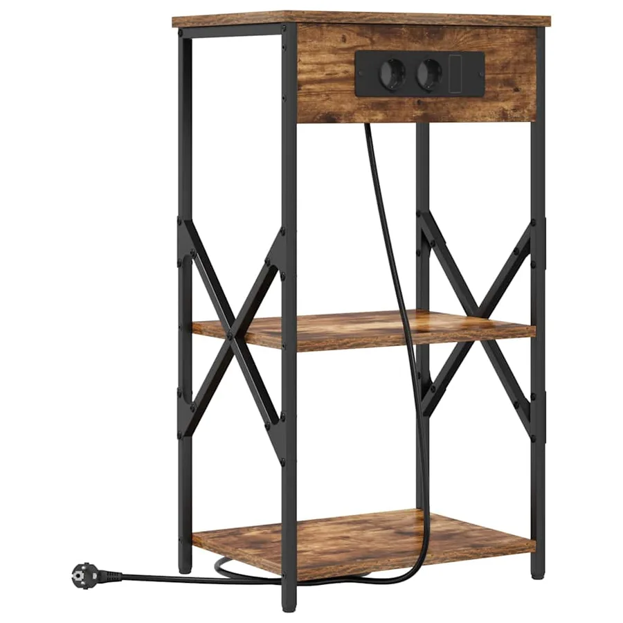 Cabinet de chevet avec étagère 2 pcs Chêne fumé 41 x 31 x 76 cm - 5