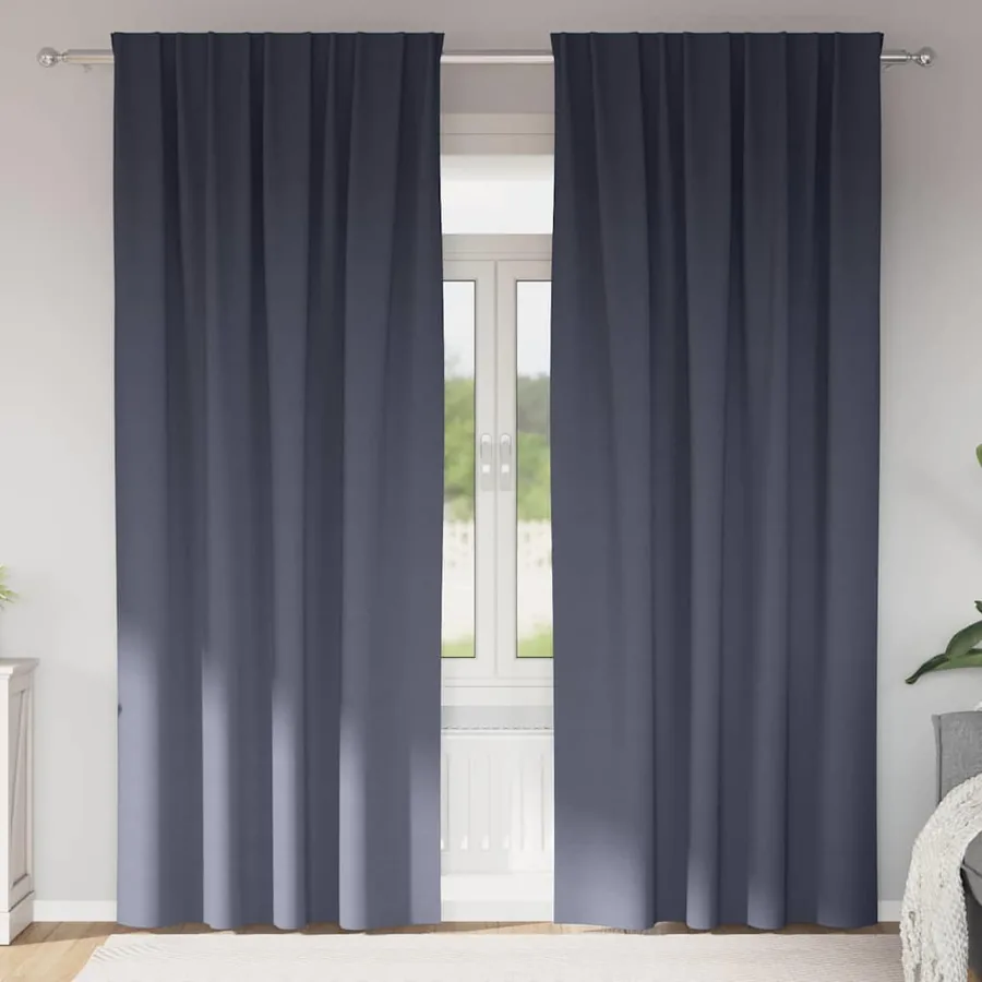 Rideaux occultants avec anneaux 2 pcs Anthracite 245 x 140 cm