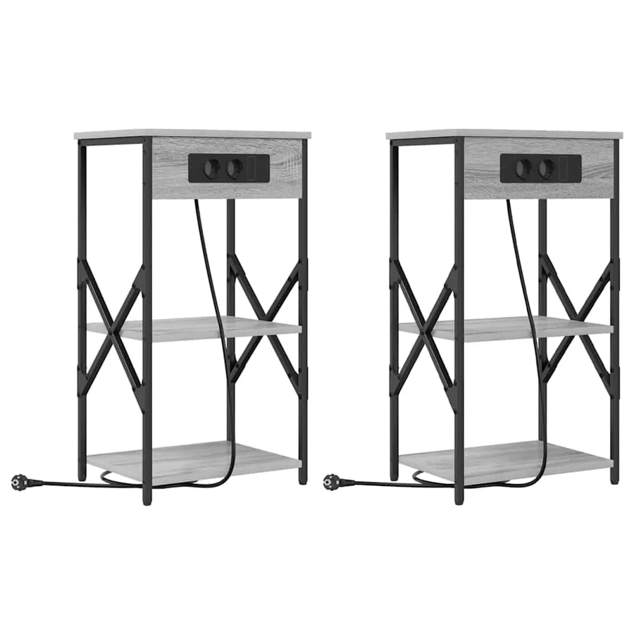 Cabinet de chevet 2 pcs Gris Sonoma 41 x 31 x 76 cm - 2