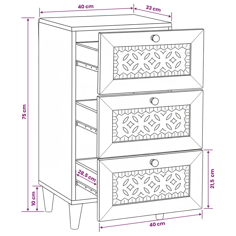 Buffet avec tiroir Blanc 33,5 x 40 x 75 cm - 11