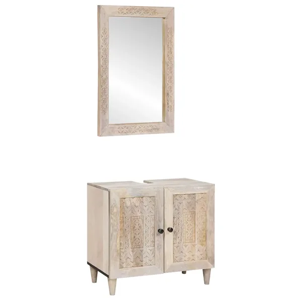 Ensemble de mobilier de salle de bain avec étagère 2 pcs Blanc
