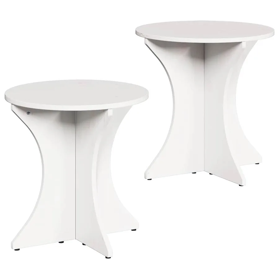 Table basse 2 pcs Blanc Bois massif en pin - 2