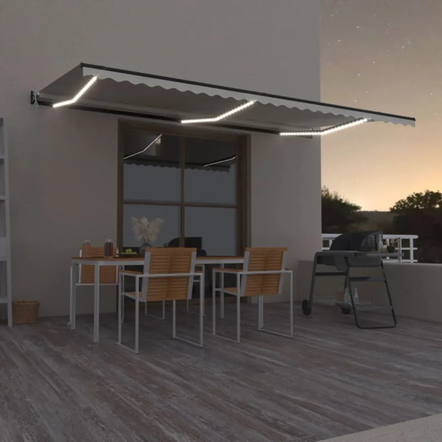Auvent automatique avec capteur de vent et LED 600x350 cm Crème
