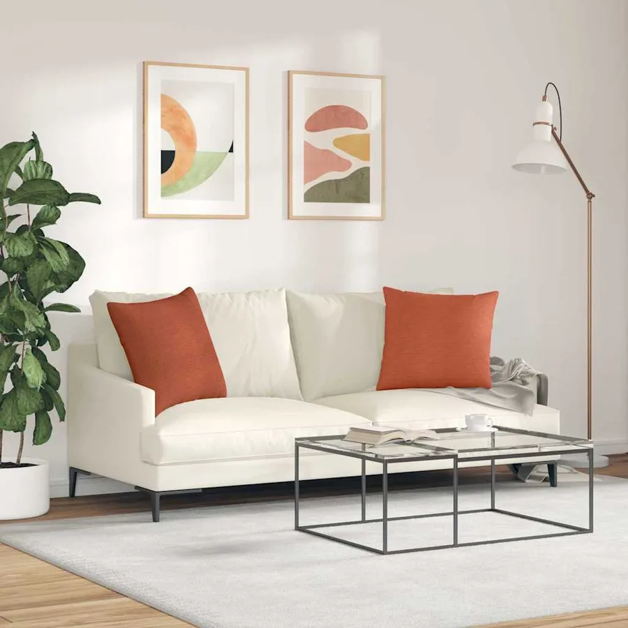 Coussins de canapé 2 pcs Rouge orange 50 x 50 cm - 4