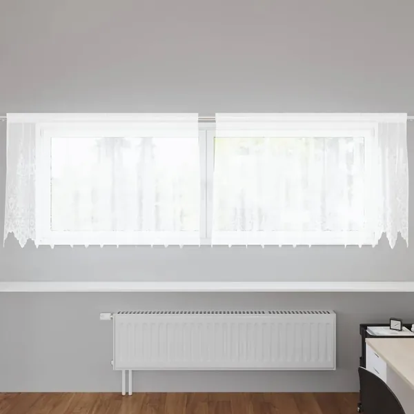 Rideau en Dentelle avec des rideaux Blanc 80 x 300 cm Polyester