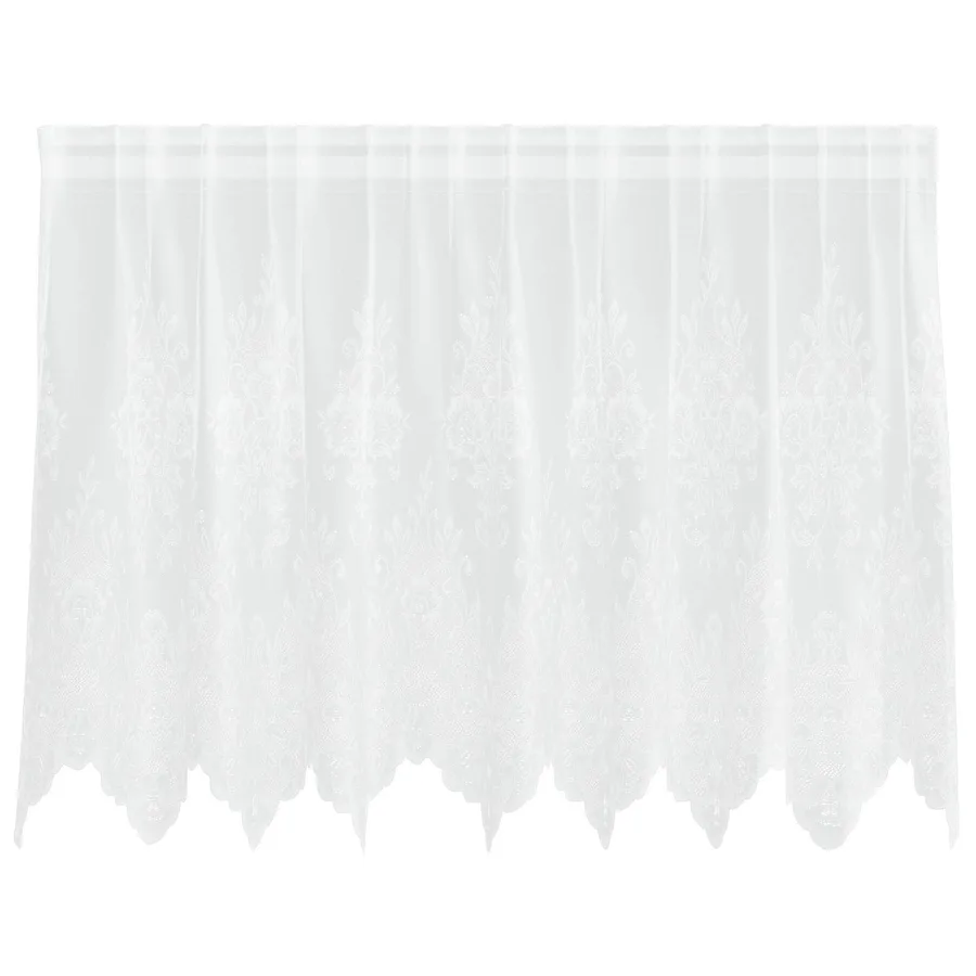 Rideau en Dentelle Floral Blanc 100 x 200 cm Polyester - 2